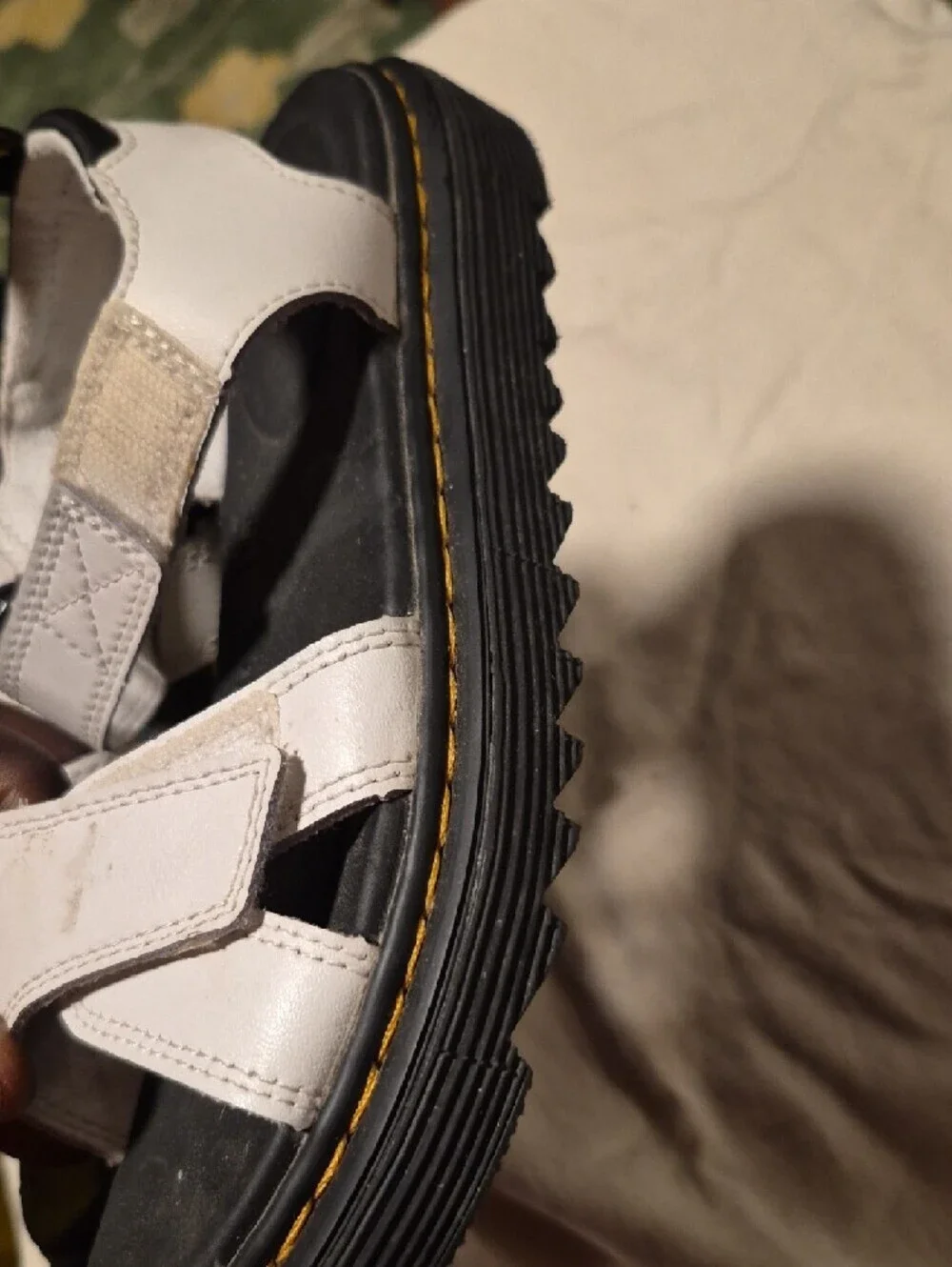Dr. Martens Kids White Leather Velcro Strap Sandals
